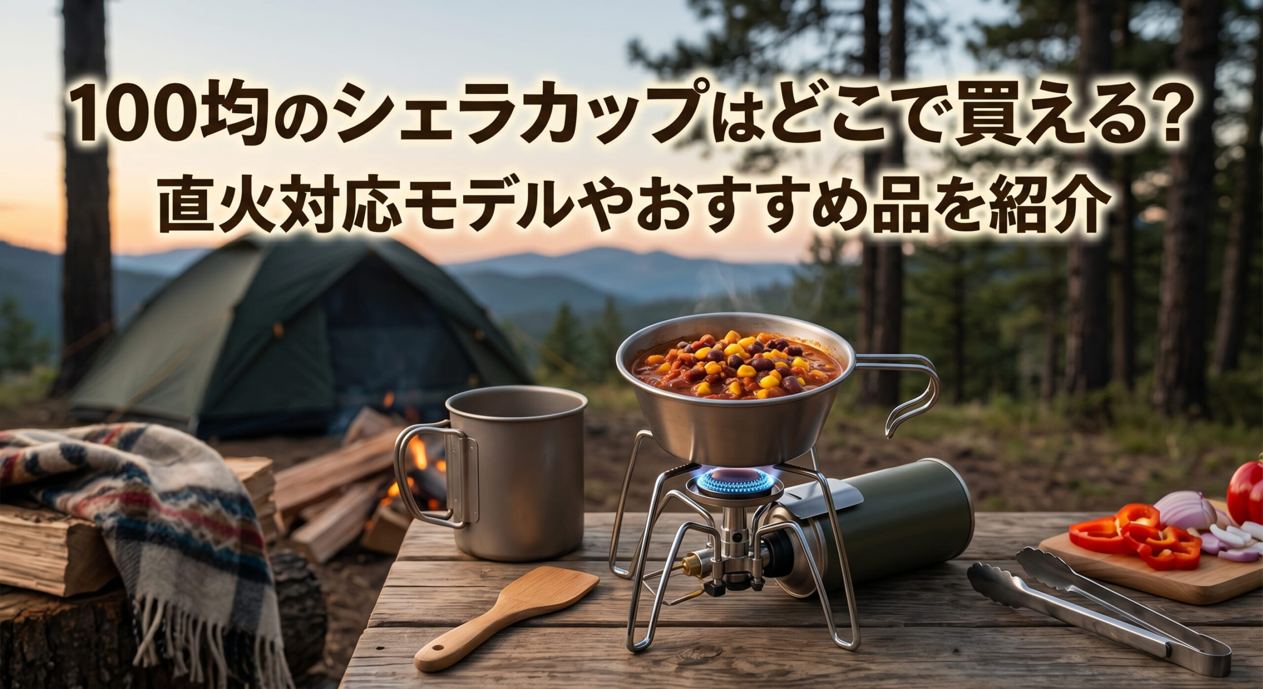 100均で購入したシェラカップを使って料理をしている画像