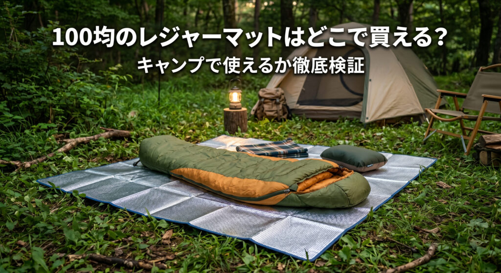 100均で購入したレジャーマットを寝袋の下にひいて使用している画像