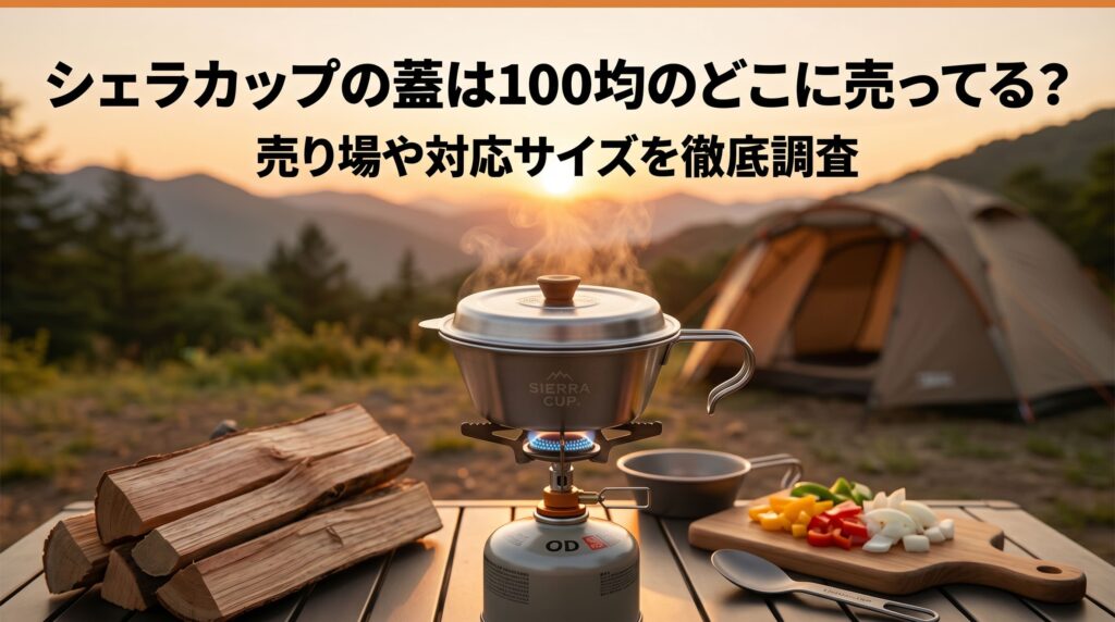 シェラカップの蓋を100均で購入しキャンプ場で使用している画像