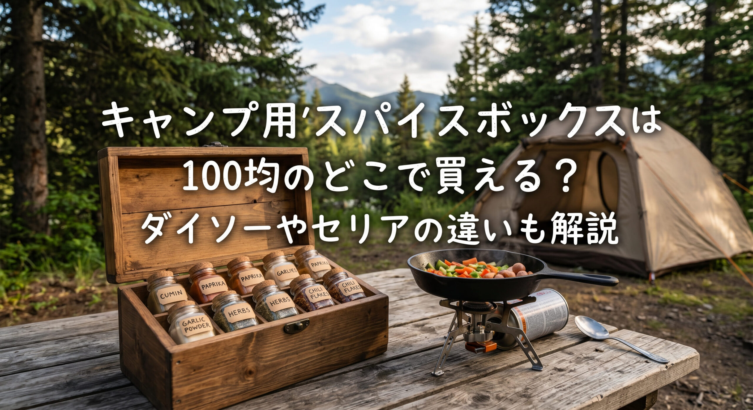 キャンプ用スパイスボックスを100均で購入しキャンプ飯で使用している画像