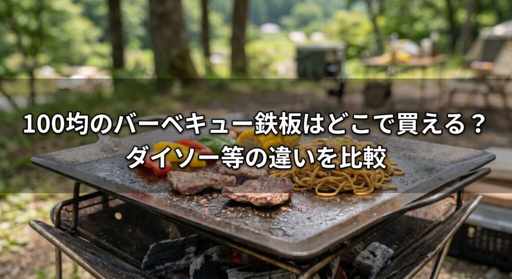 100均などで購入できるバーベキュー鉄板を紹介している画像