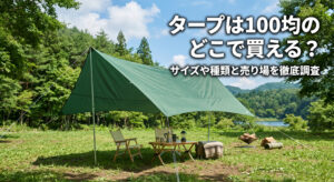 タープを100均で購入しキャンプを楽しんでいる画像