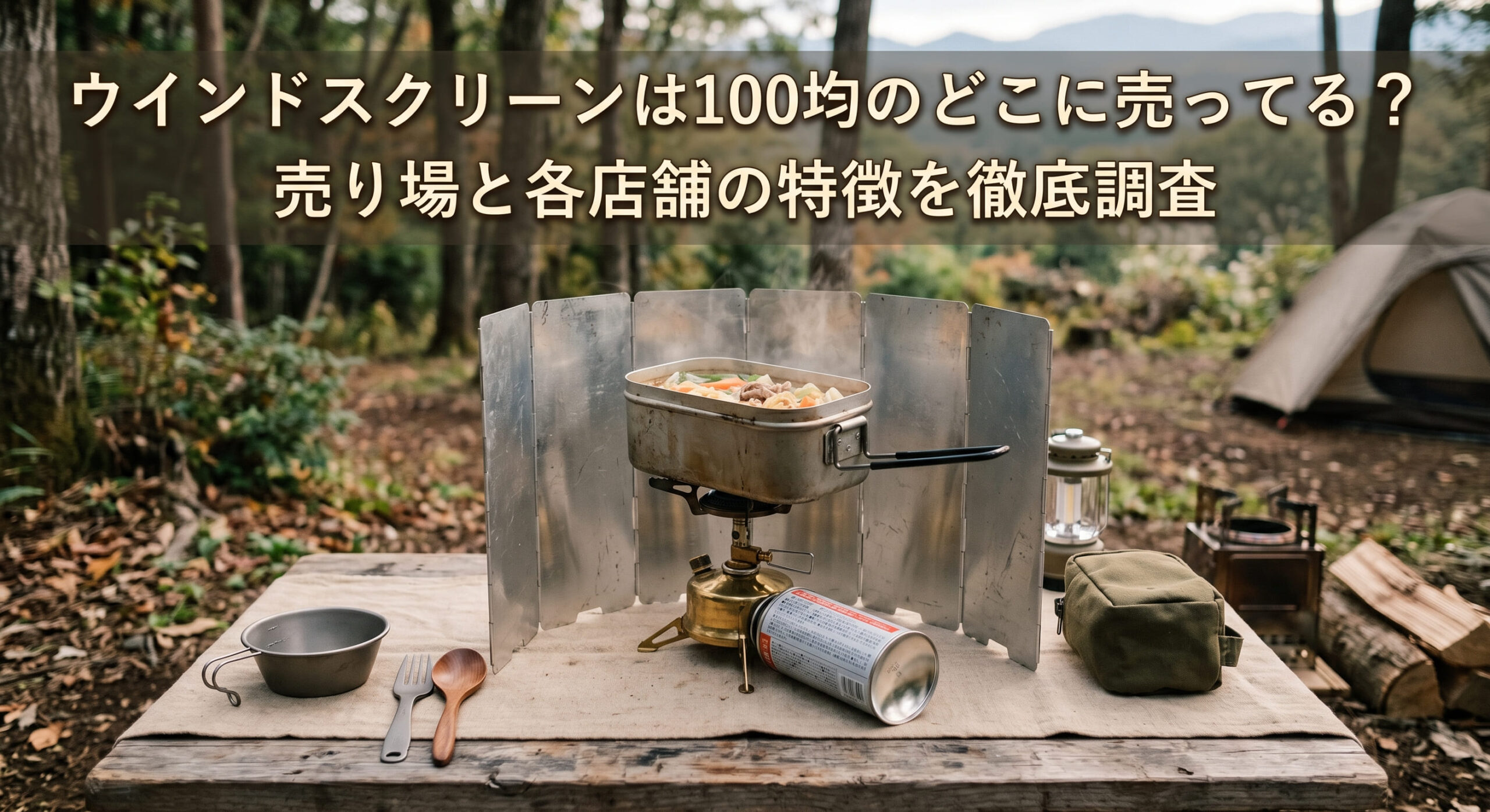 キャンプ場でウインドスクリーンを使って料理をしている画像
