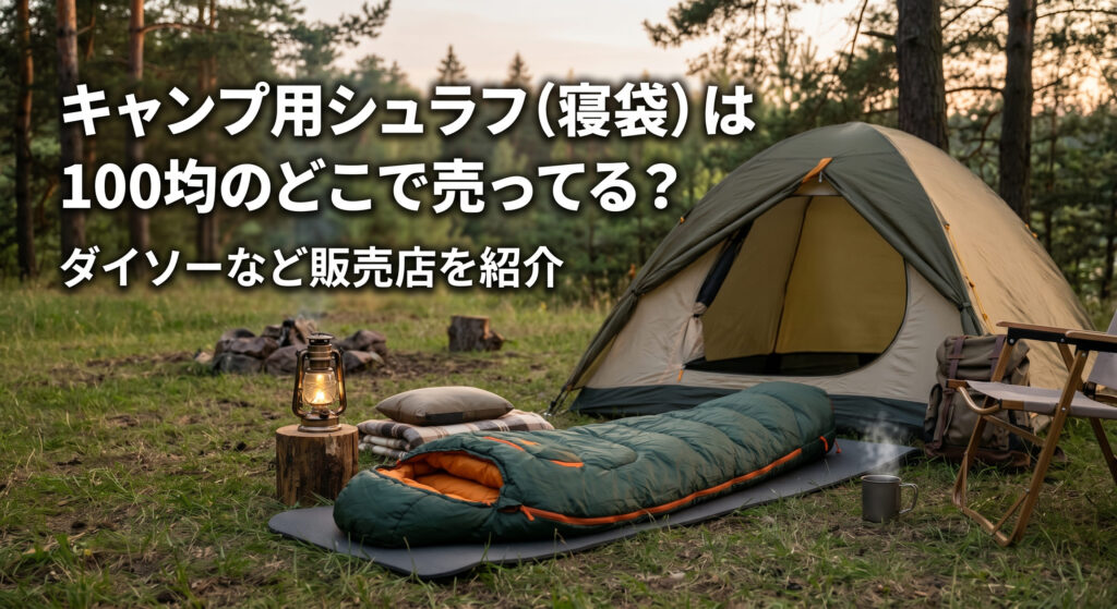 キャンプ用シュラフ（寝袋）を100均で購入しキャンプで使っている画像