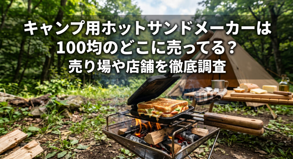 100均で買えるキャンプ用ホットサンドメーカーを使ってキャンプ場で料理している画像